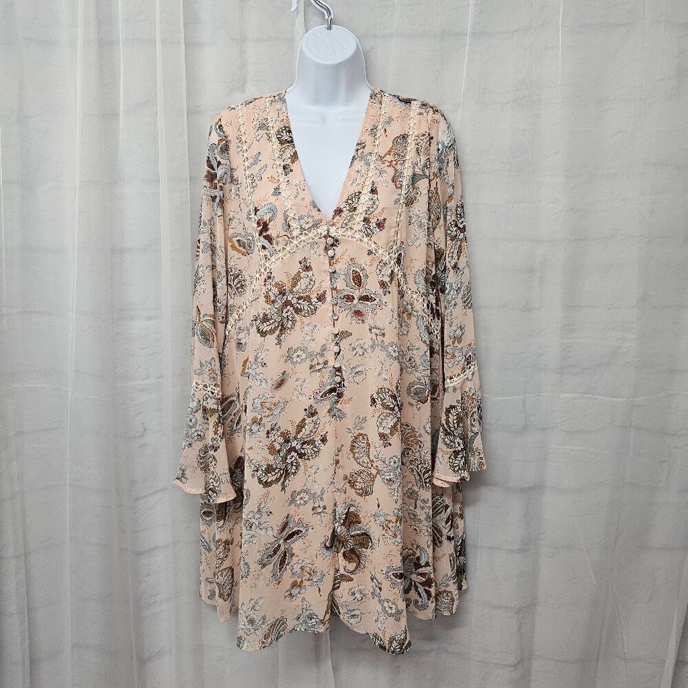 Entro Dress Pink Fairy Peasant Festival Floral Cottage L - Picture 14 of 14